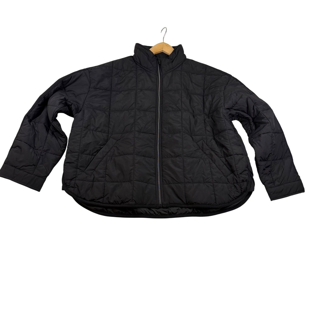 Roxy Womens Quilted Puffer Jacket Black Full Zip Mock Neck XL 1893563